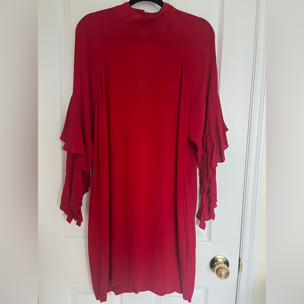 New With Tags Red Ruffle Sleeve Cocktail Dress in Red - Size 10 (Eur 40)